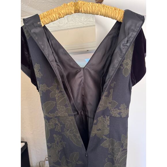 Etro Floral Wool Midi Sheath Dress with Velvet Sleeves - Picture 5 of 11